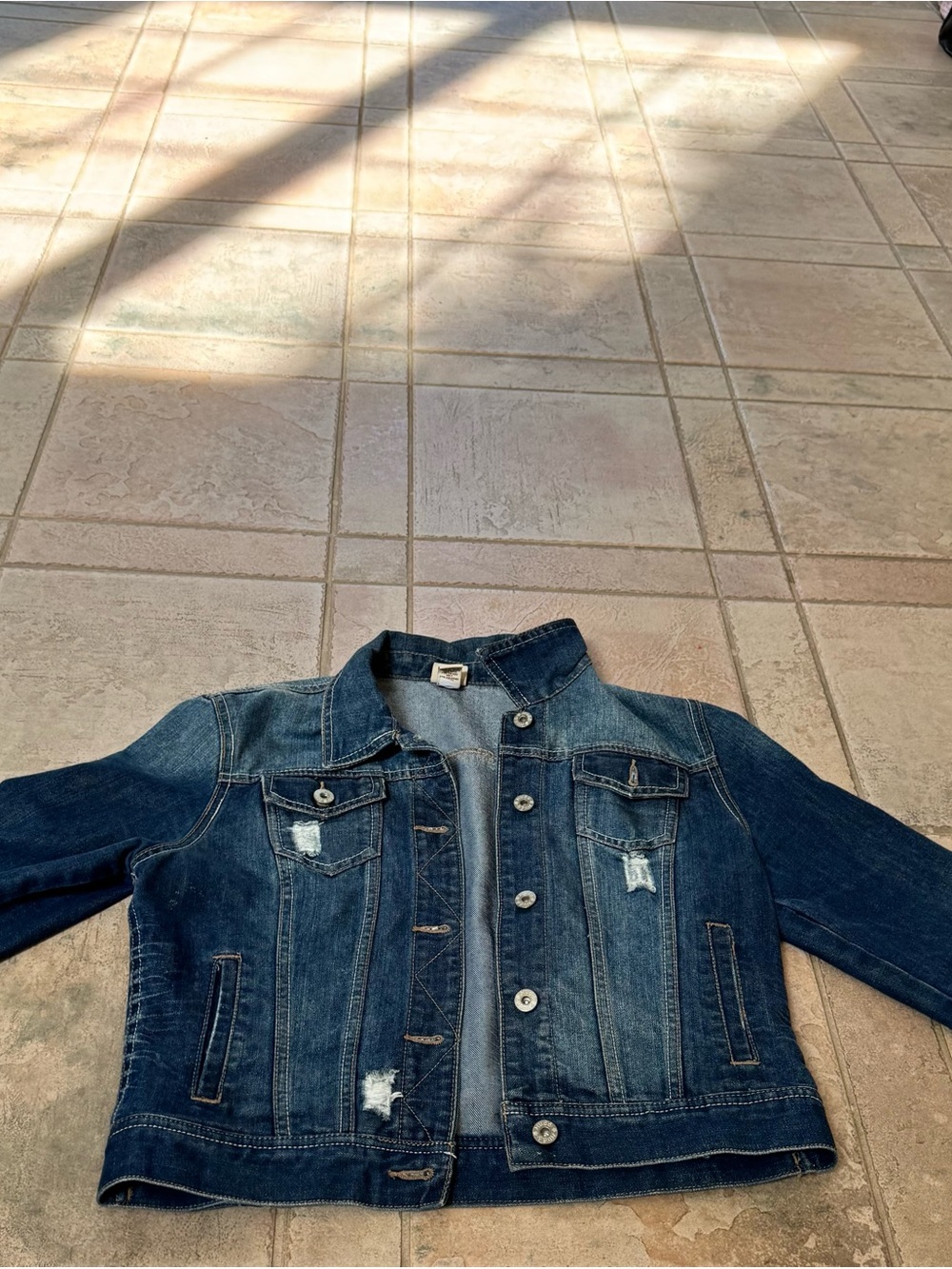 Mudd Dark Blue Distressed Denim Jacket